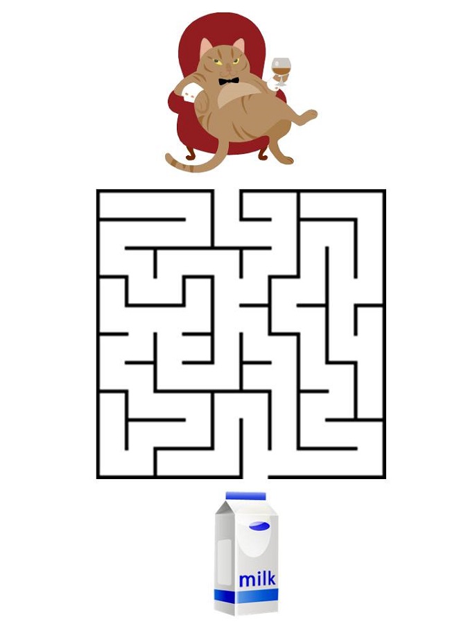 simple mazes for kids cat