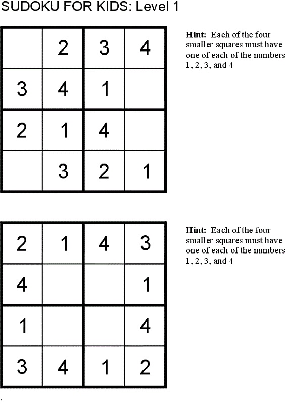 sudoku for kids to print activity shelter