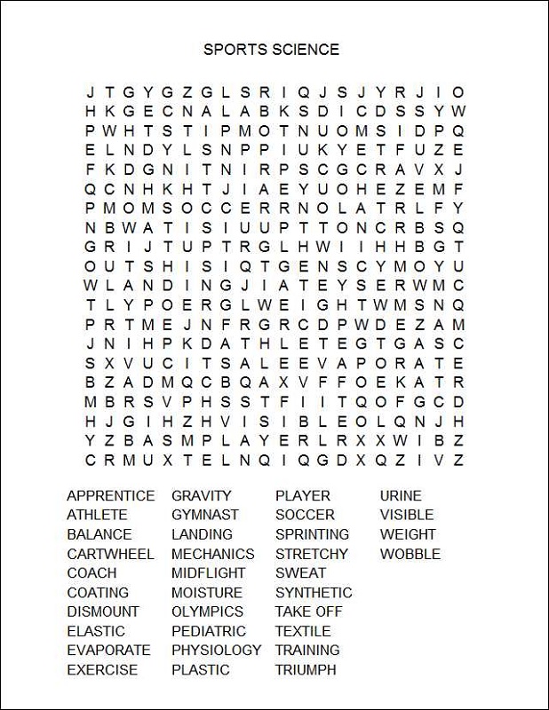 sport word searches science