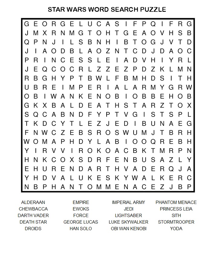star wars word search simple