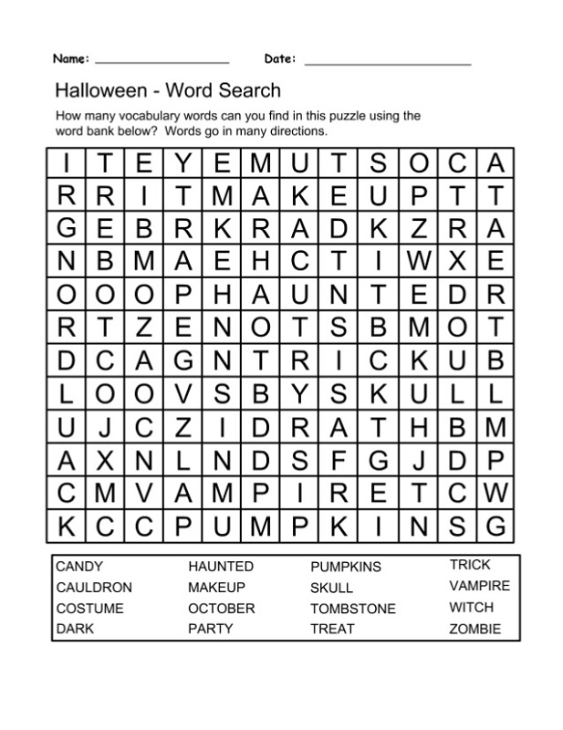 word puzzle worksheets halloween