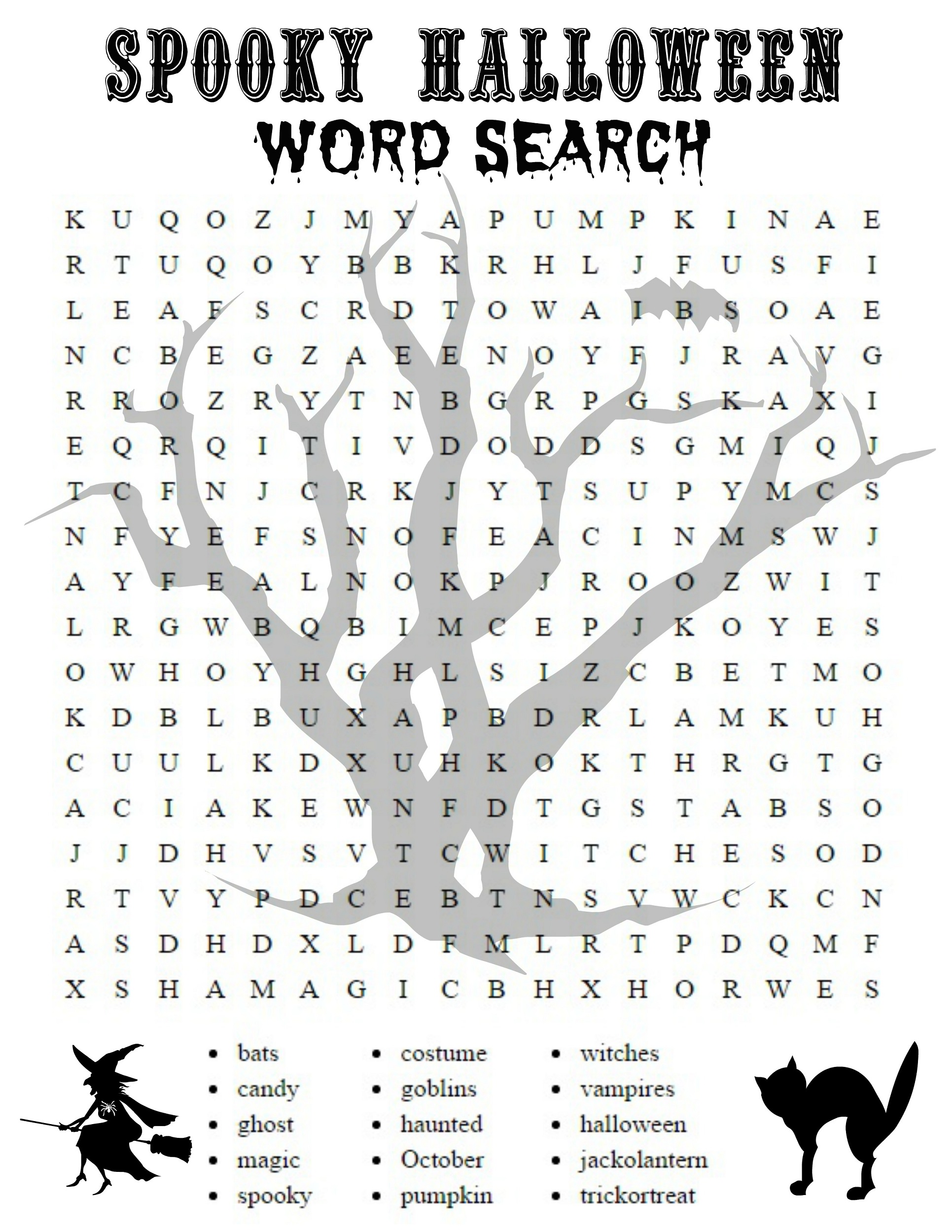 word puzzle worksheets spooky