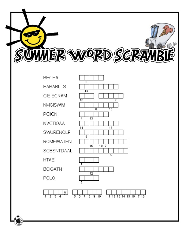 word scramble puzzles summer