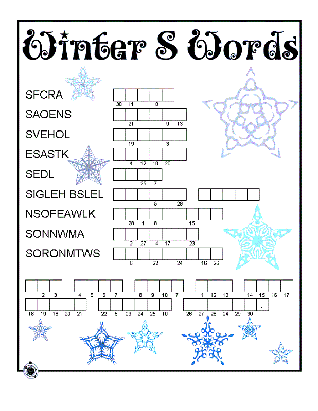 word scramble puzzles winter