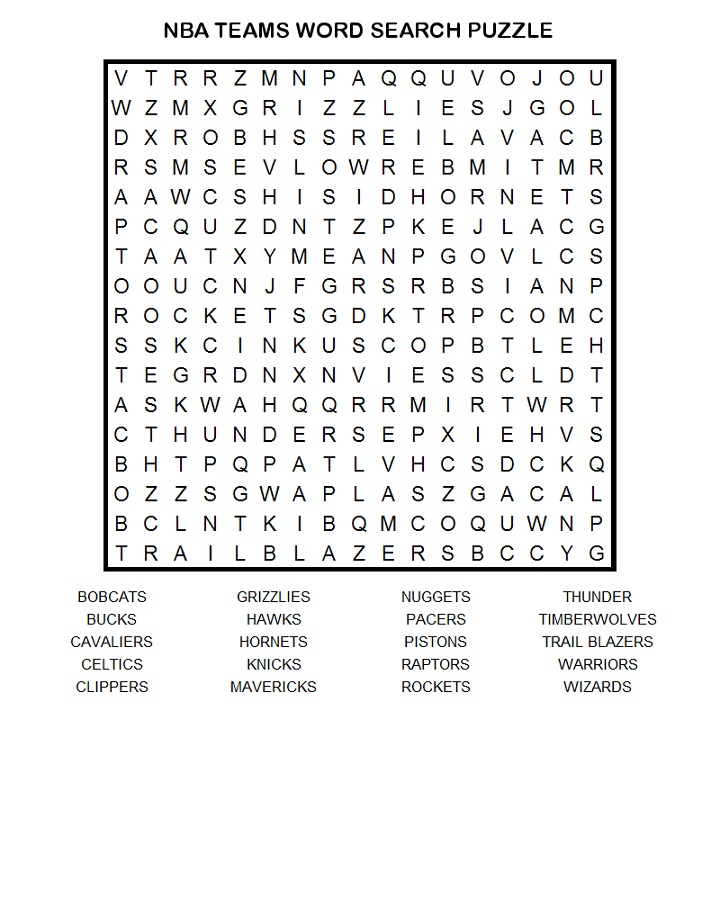 word search basketball teams