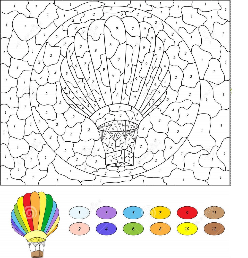 color by number mosaic balloon