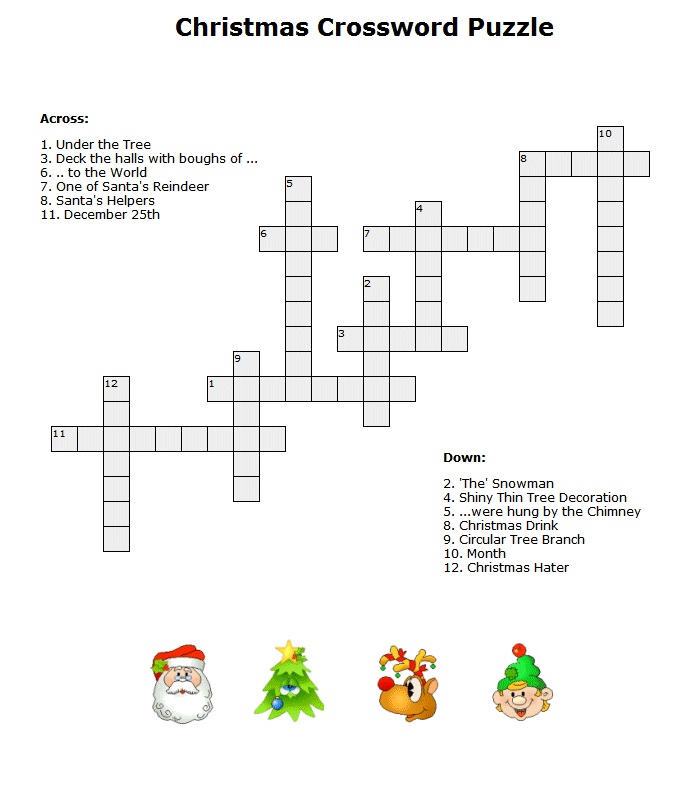 easy crosswords for kids christmas