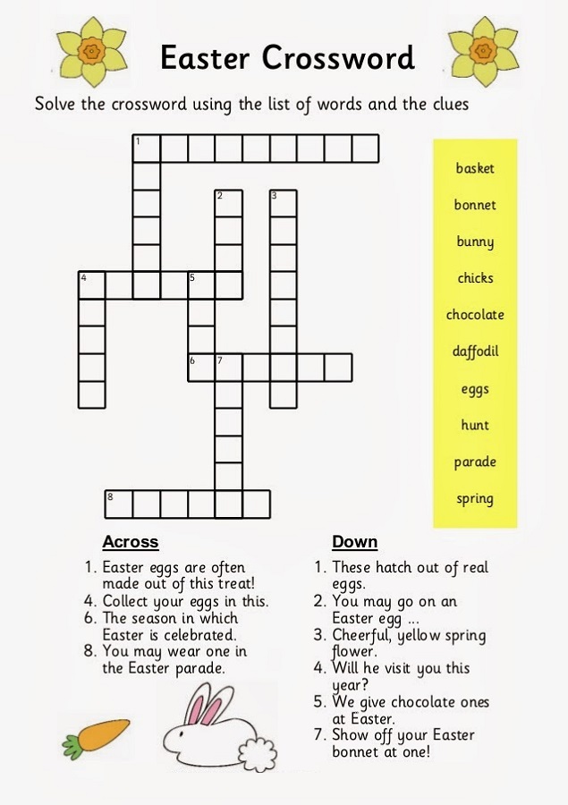 easy crosswords for kids easter