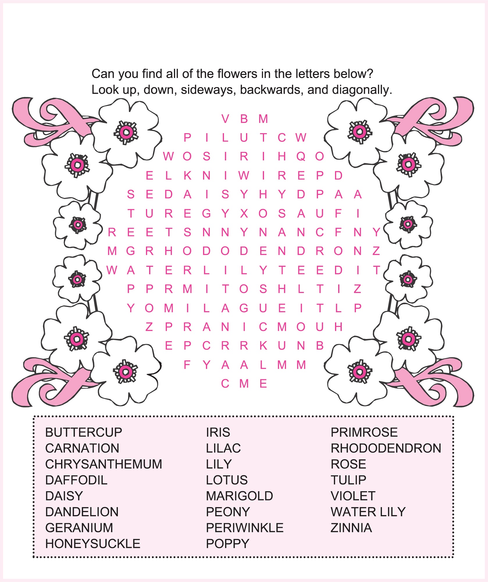 Free Printable Word Searches For Kids