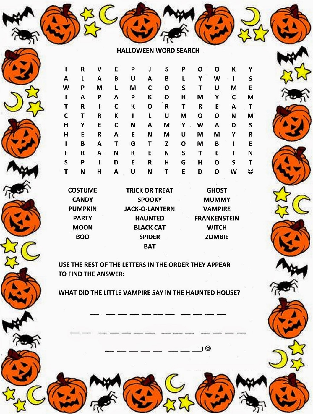 free kids word search pumpkin