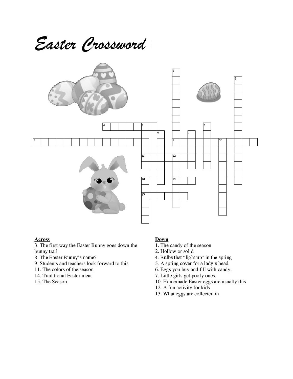 kid crossword puzzles easter
