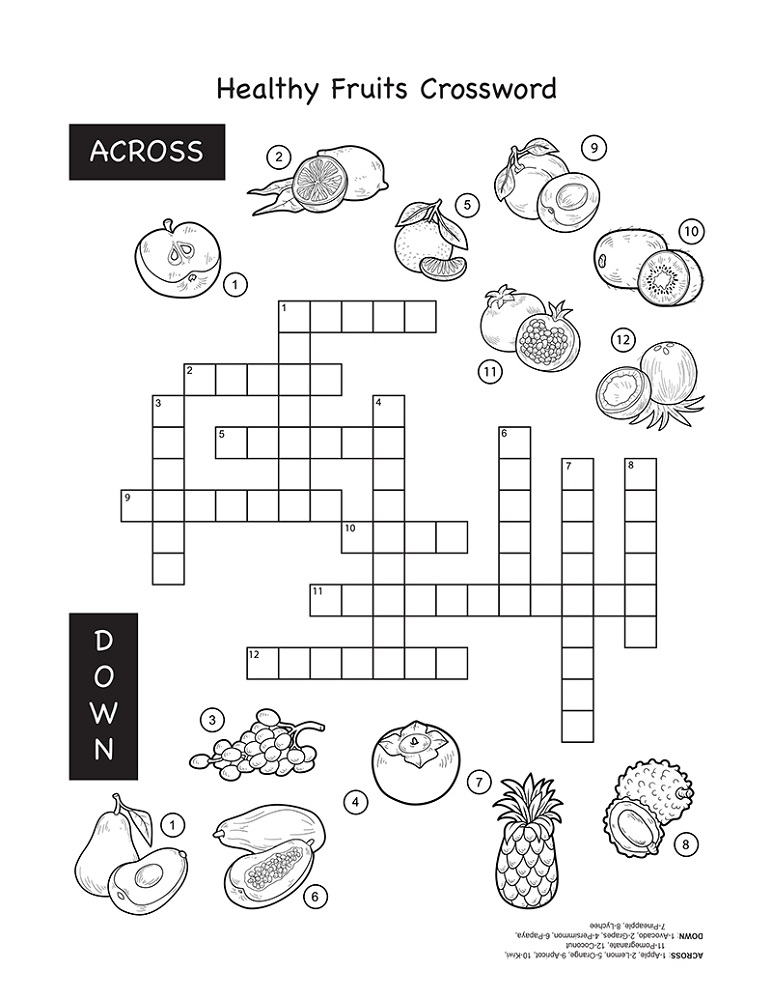 kid crossword puzzles fruit