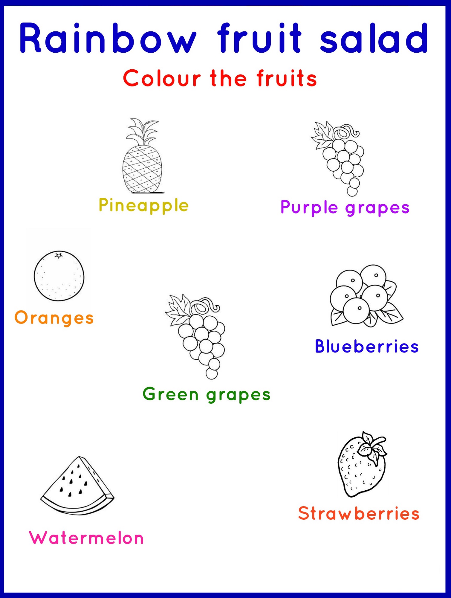 kids fun worksheets fruit