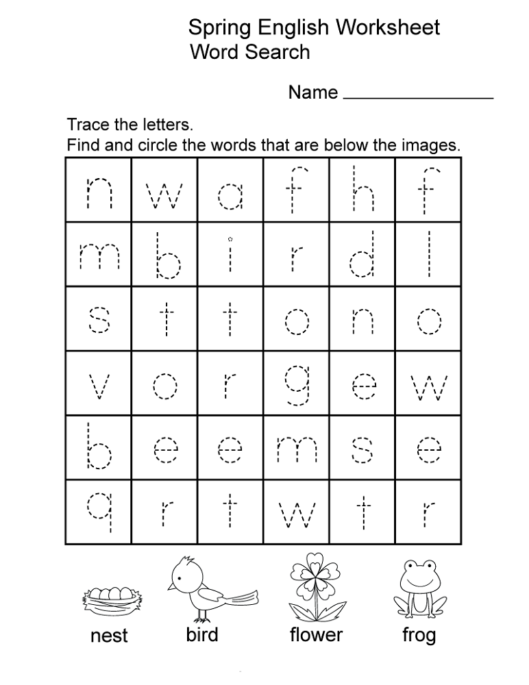 kids work sheets trace