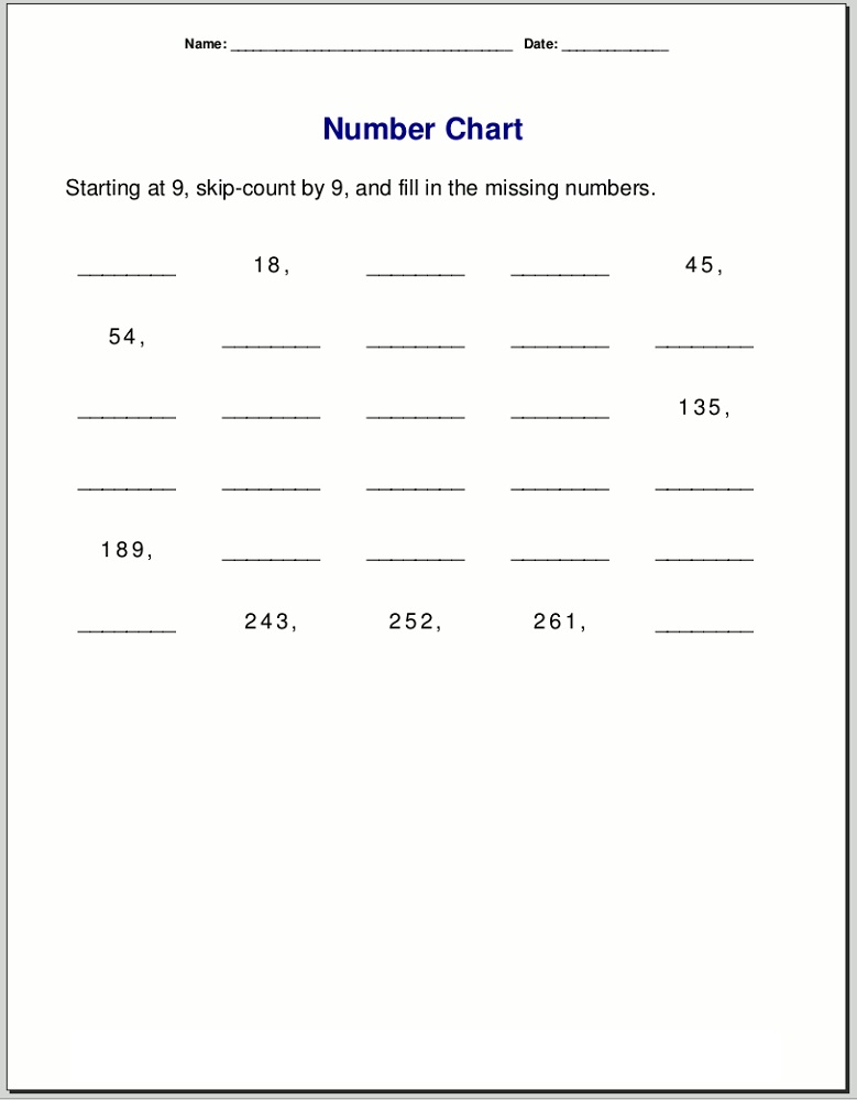 skip count by 9 free