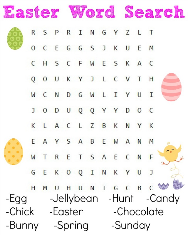 word search easy easter
