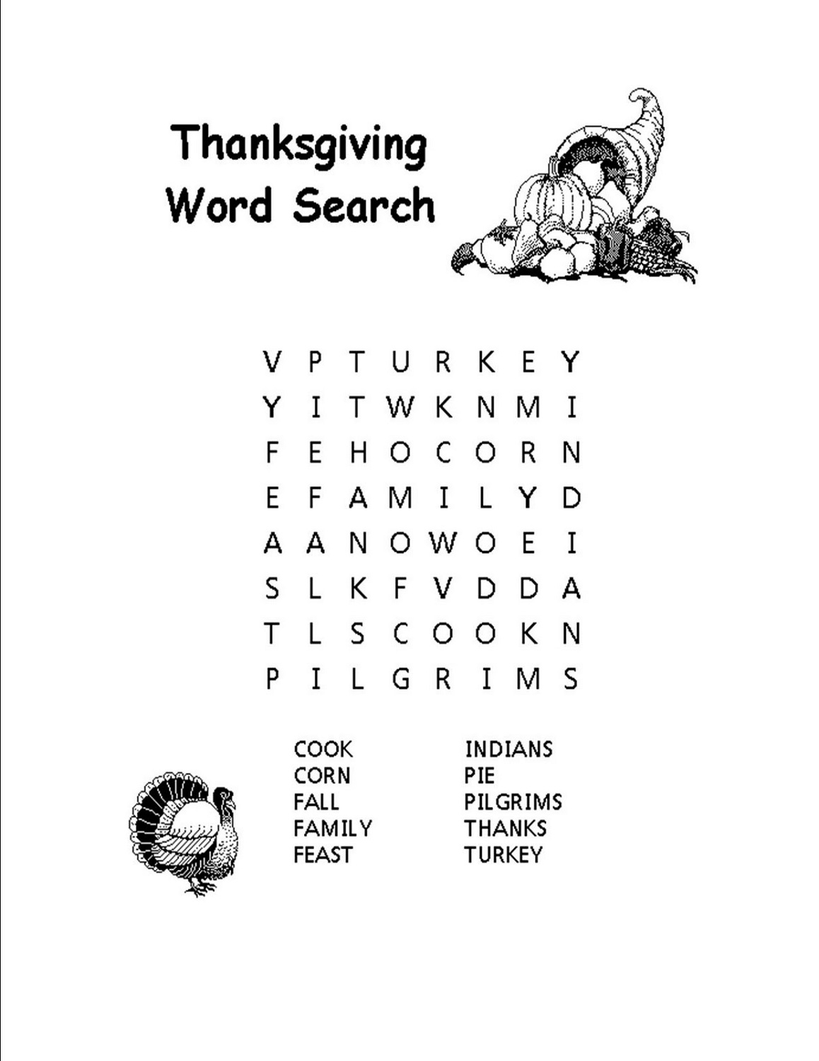 word search easy thanksgiving