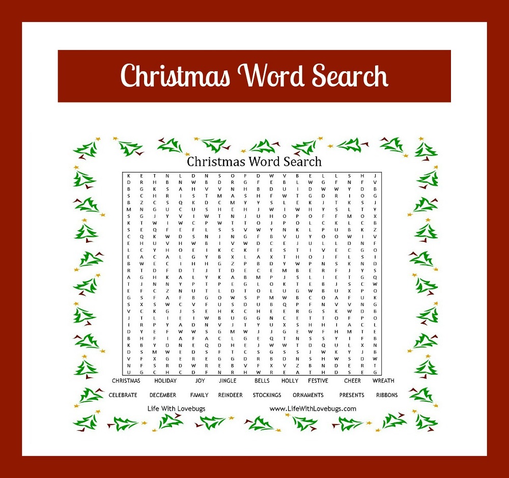 word search for kids christmas