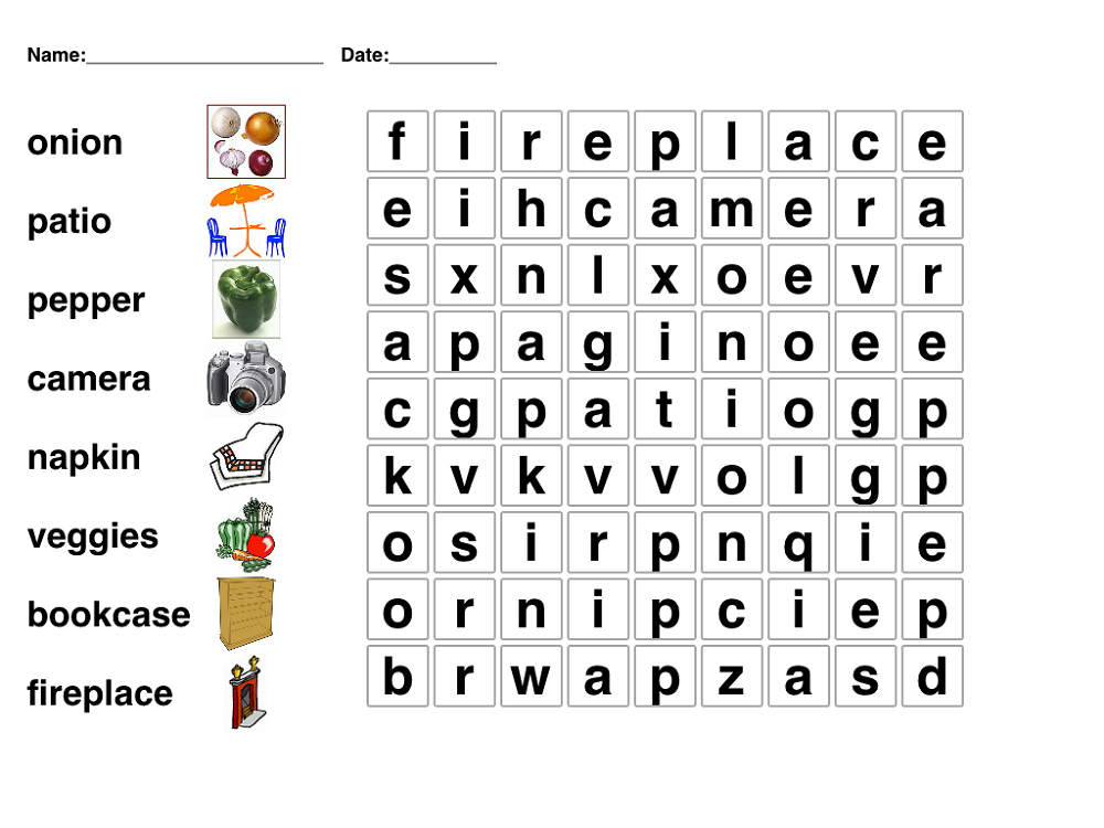 word search for kids simple