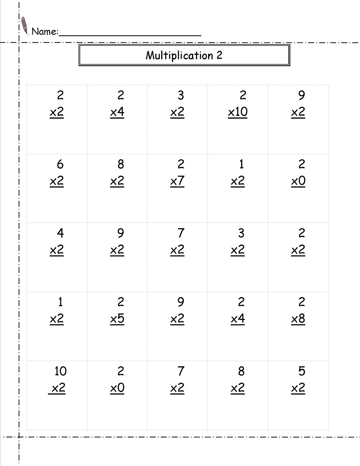 2 S Multiplication Time Worksheet