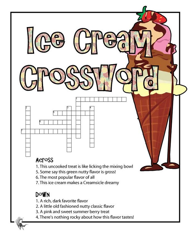 crossword puzzles for kids ice cream