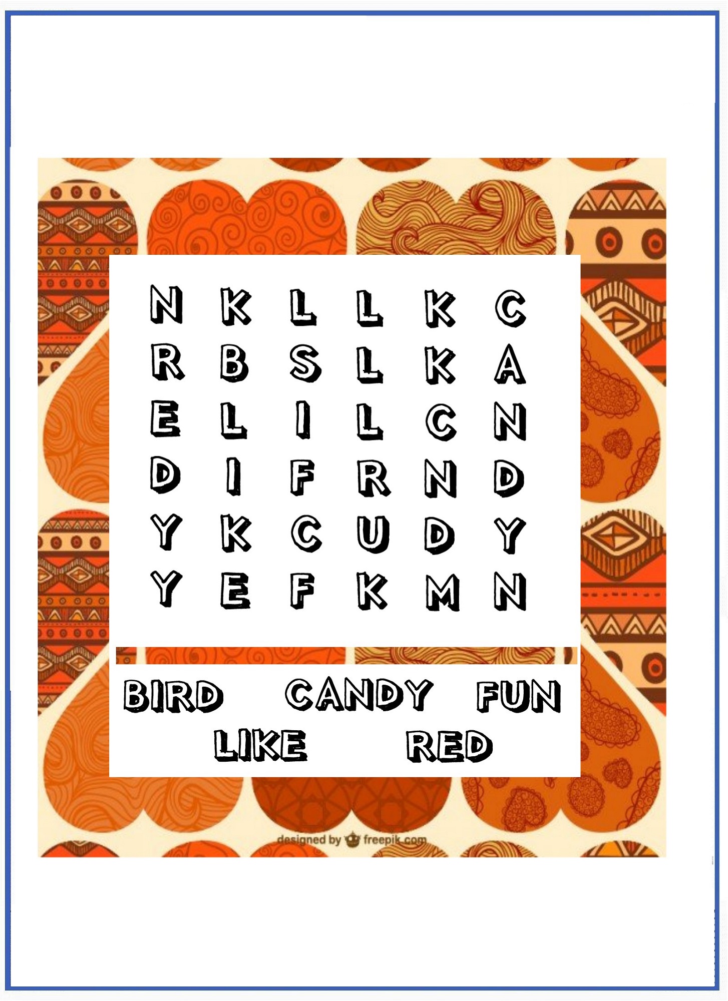 easy word search puzzles valentine