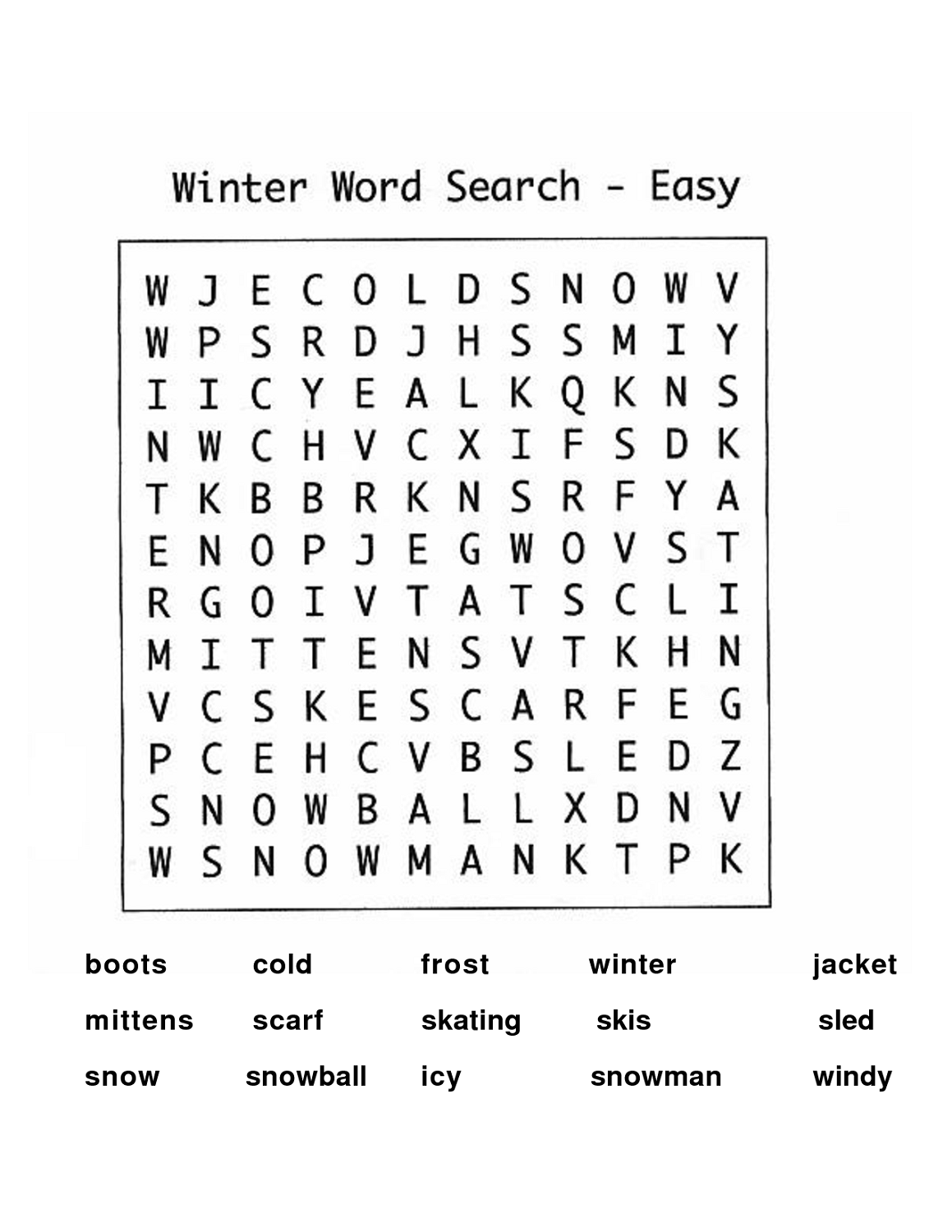 Easy Word Search Puzzles Printable