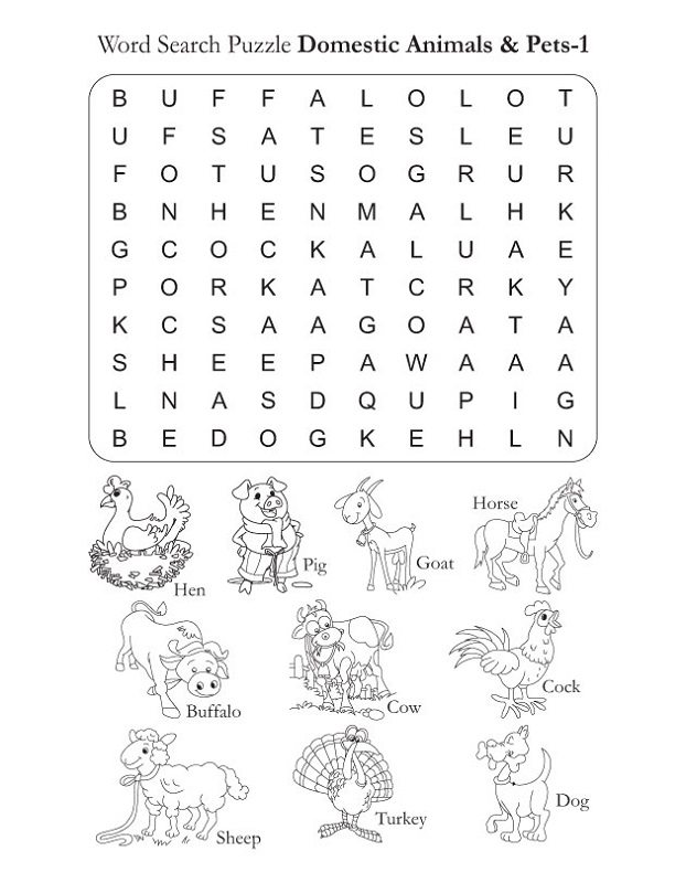 farm animal word search to print