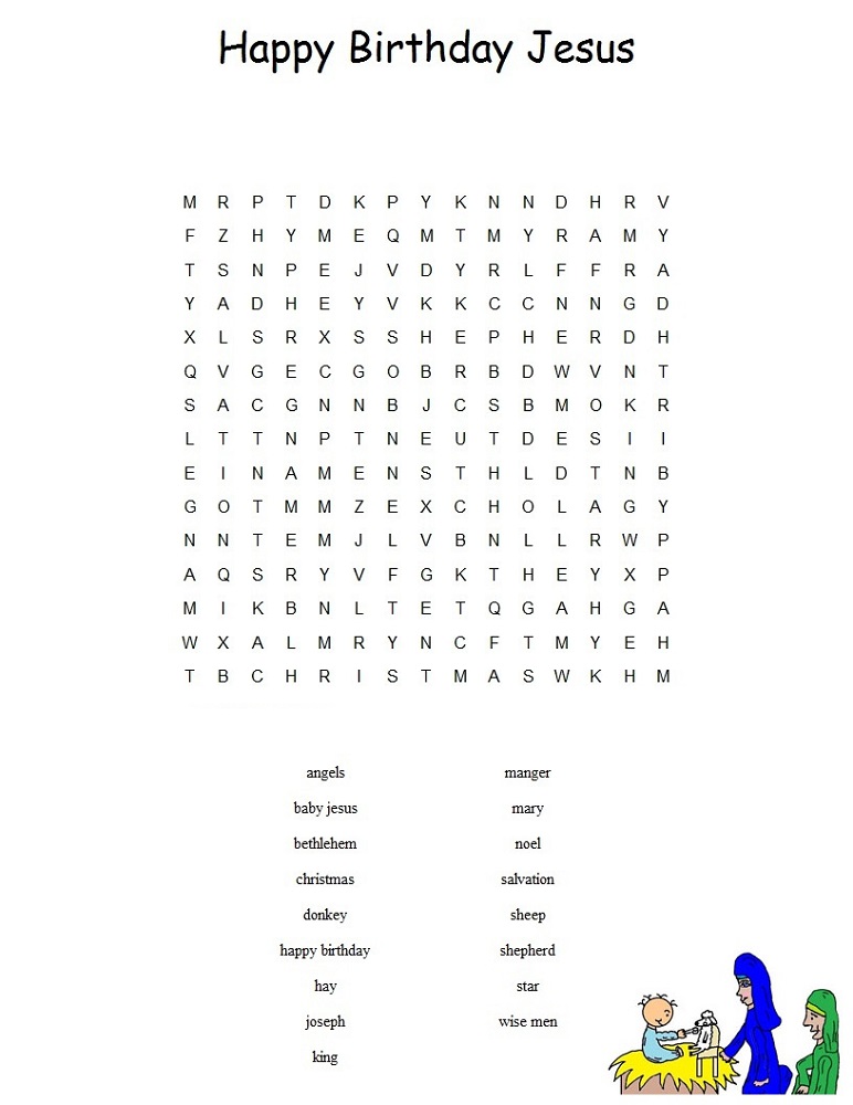 happy birthday word search jesus