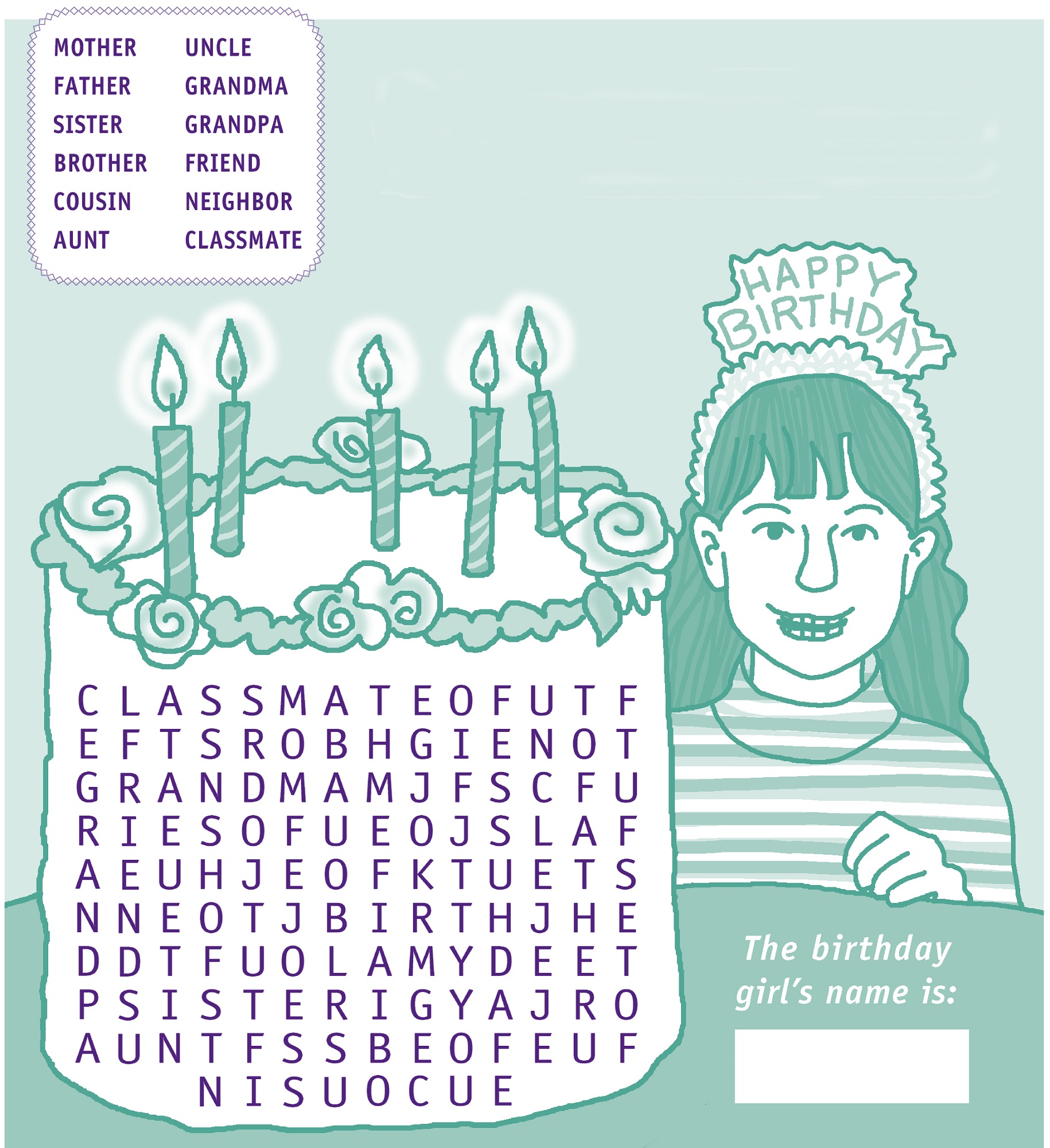 happy birthday word search printable
