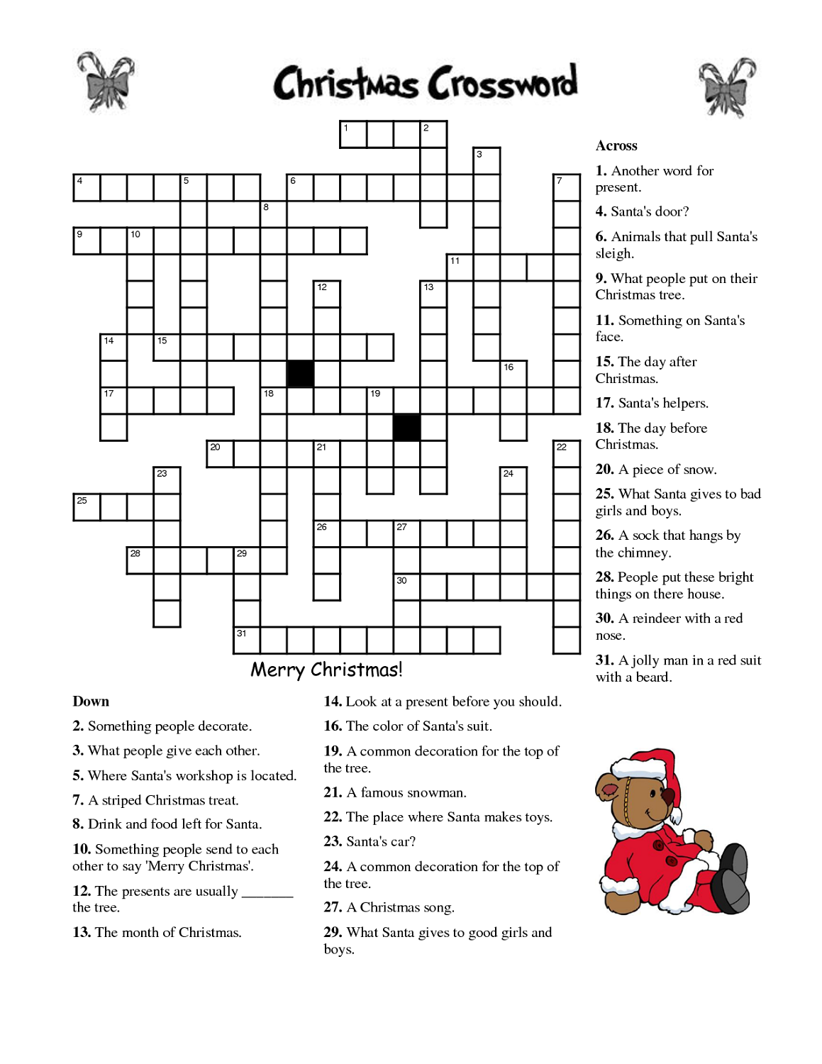 Crossword Puzzles Printable Easy For Kids