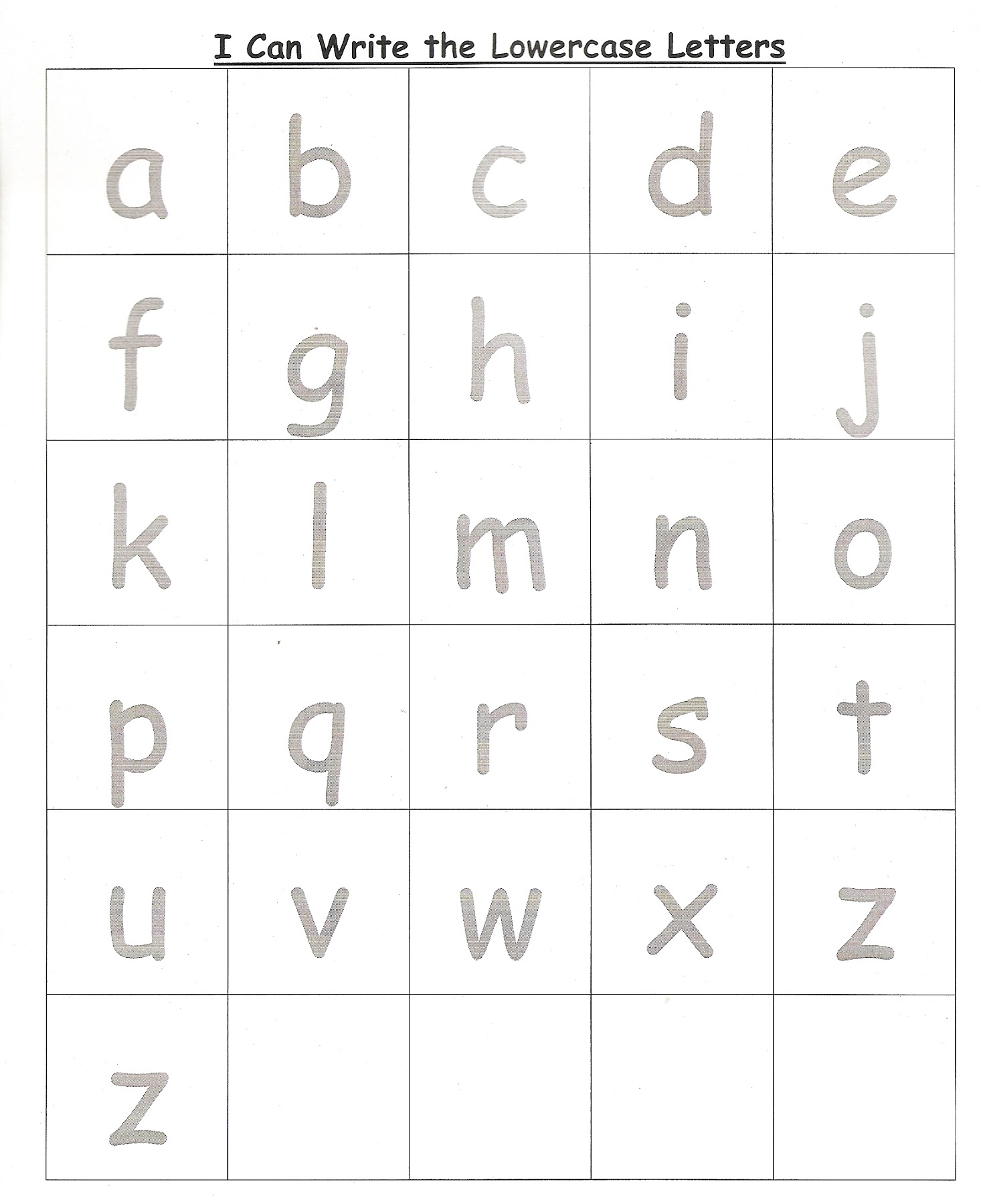 Free Printable Lower Case Handwriting Worksheets For Preschoolers