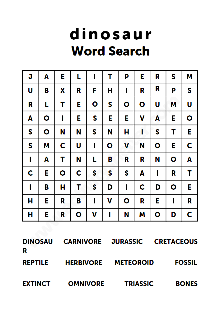 word puzzle for kids dinosaur