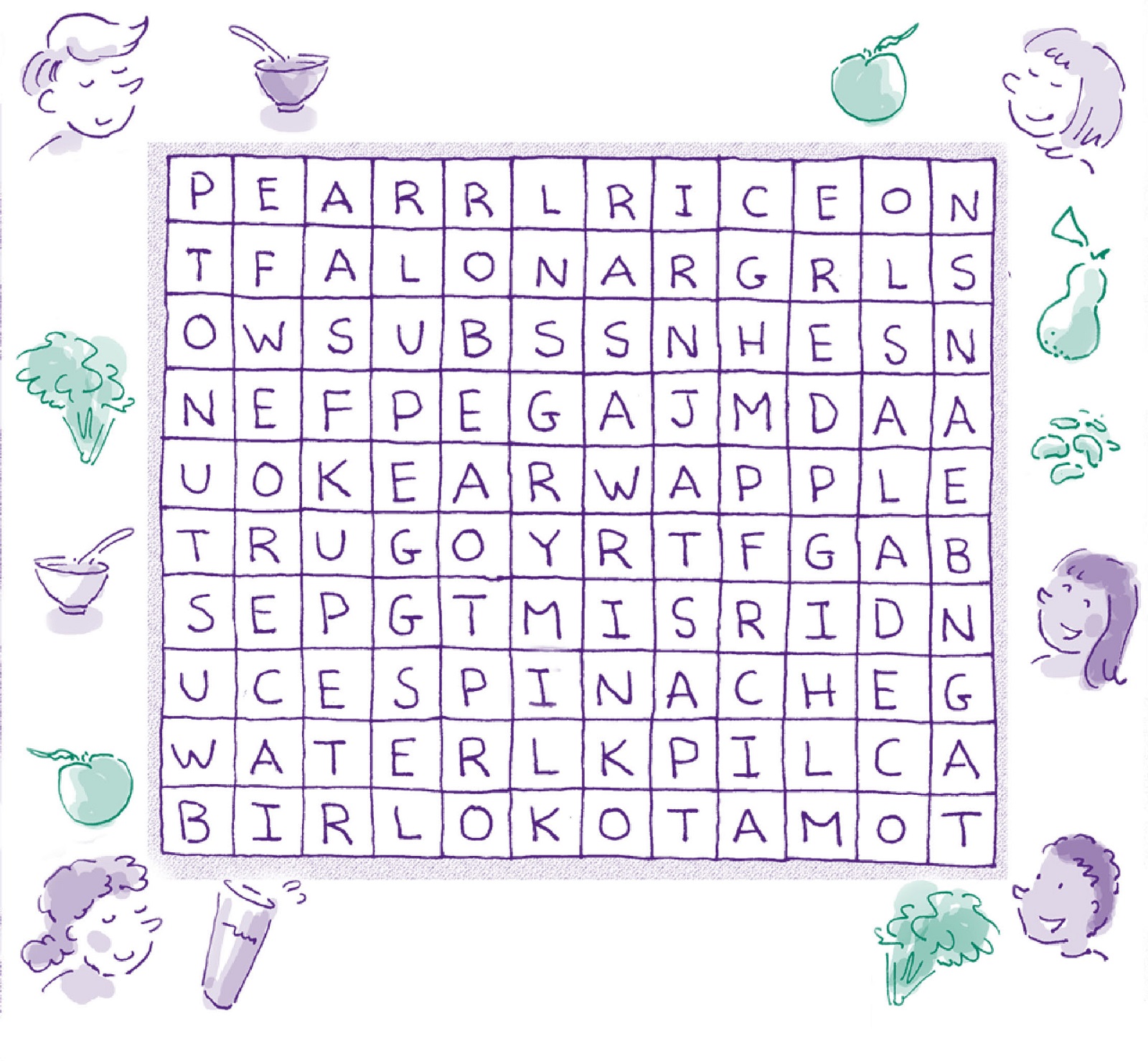 word puzzle for kids food