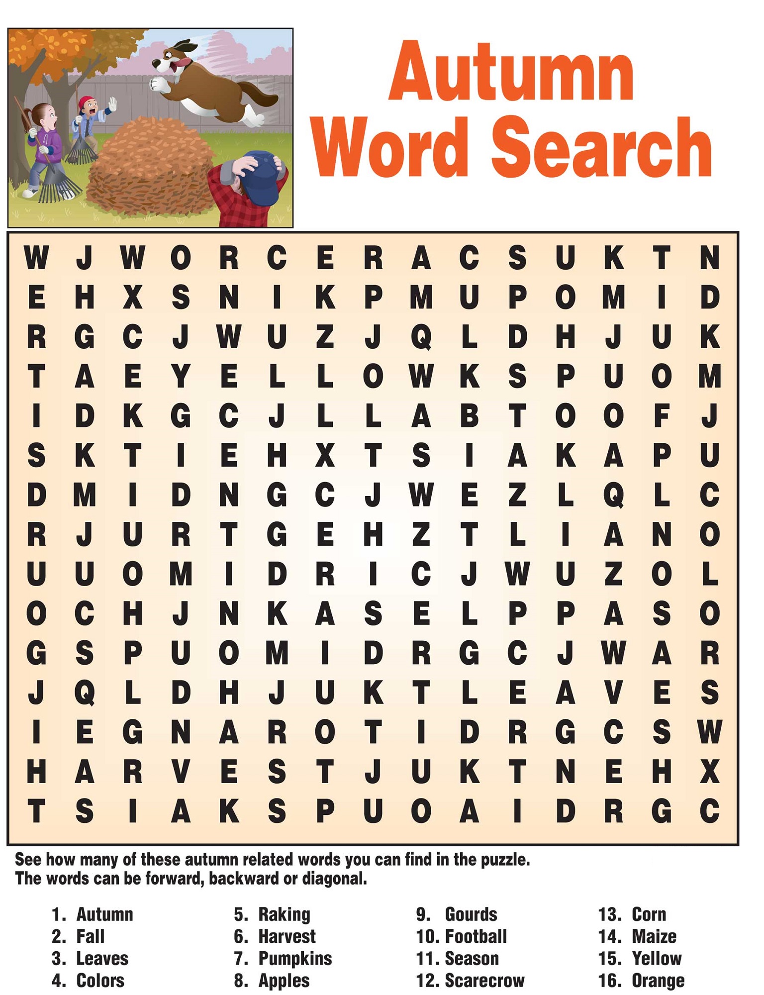 word search puzzles for kids autumn