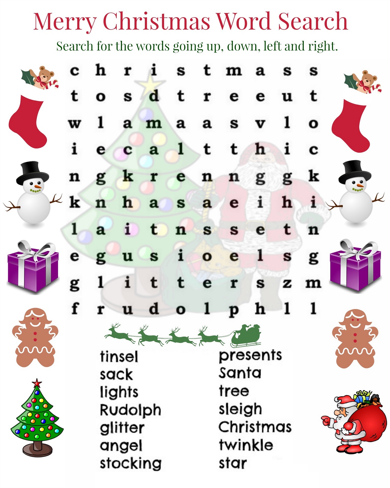 wordsearches for kids christmas