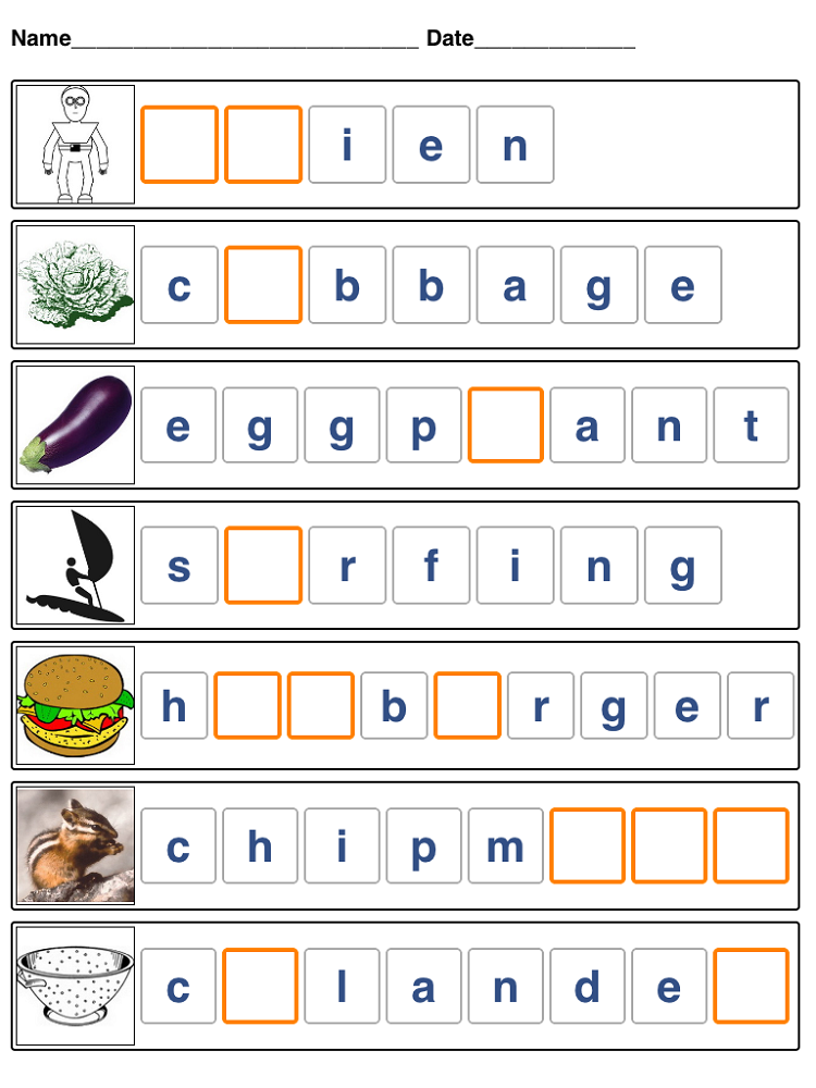 work sheets for kids complete