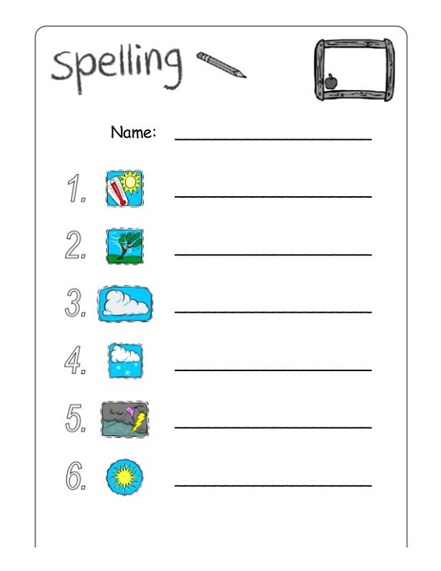 work sheets for kids spelling