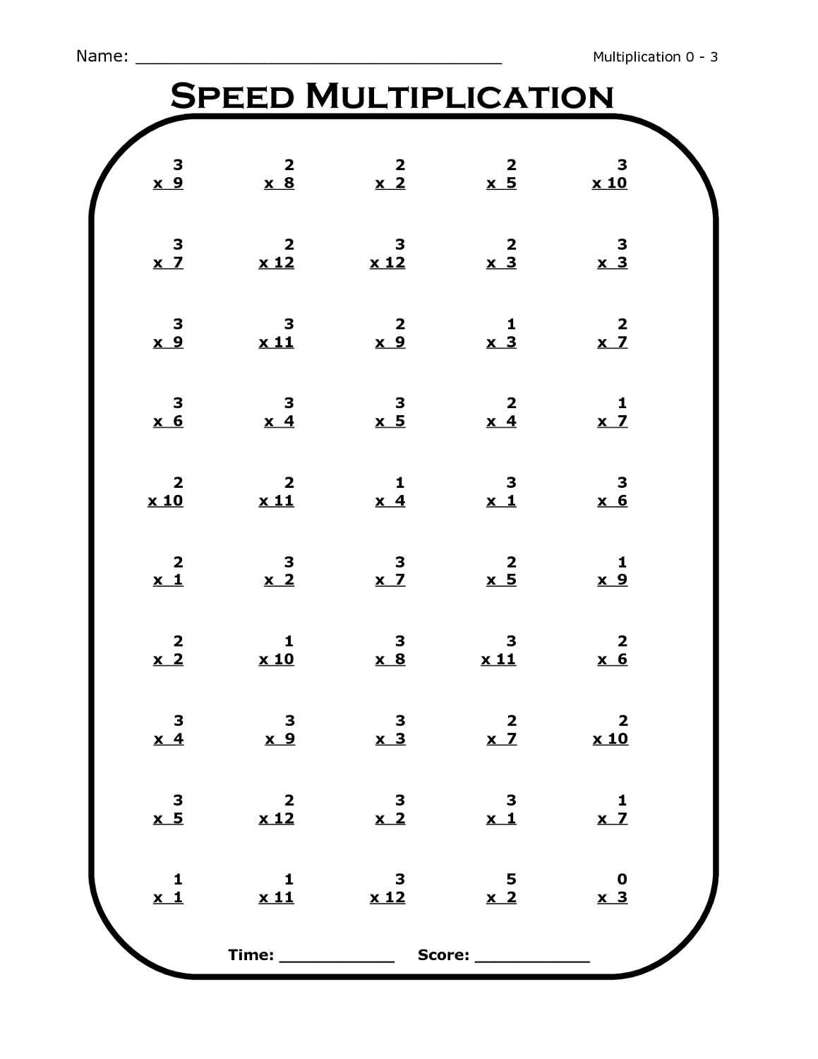 3 times table worksheet printable