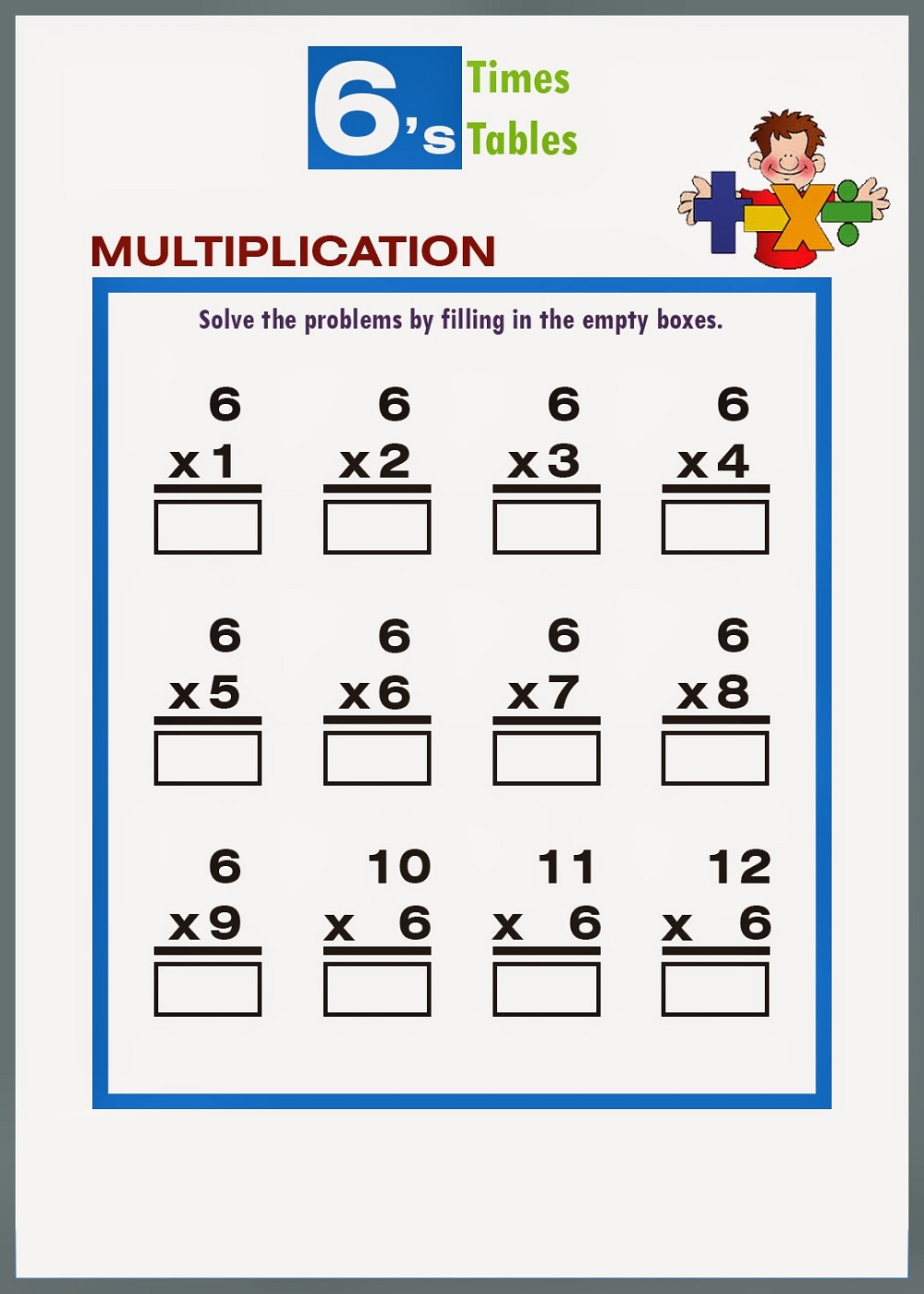 multiplication 6 tables