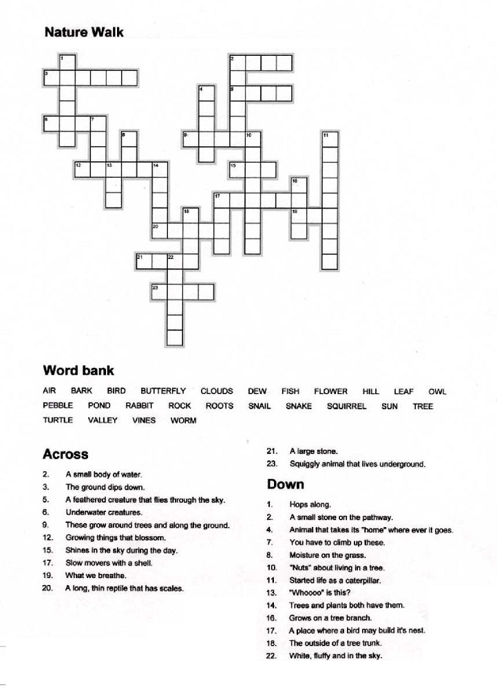 crossword puzzles for children free