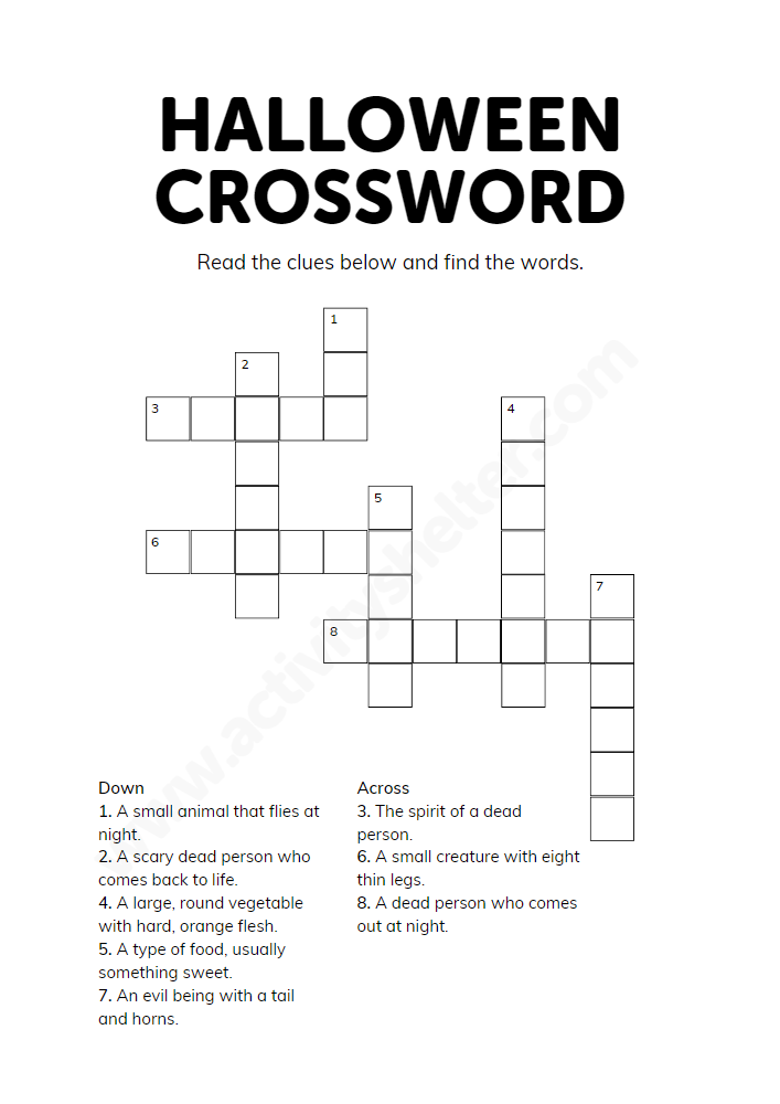 crossword puzzles for children halloween