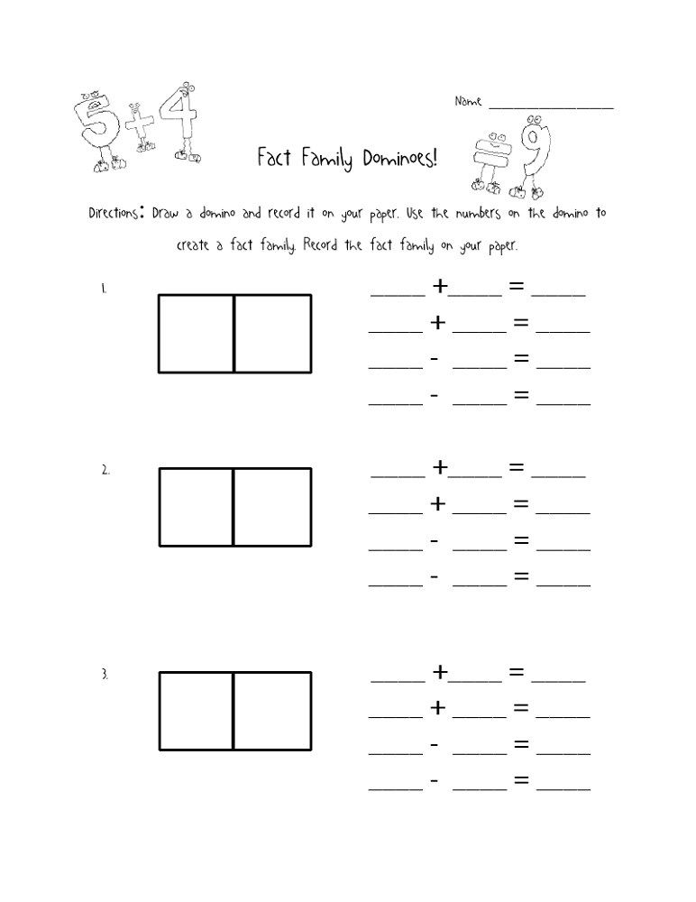 fact families worksheets addition