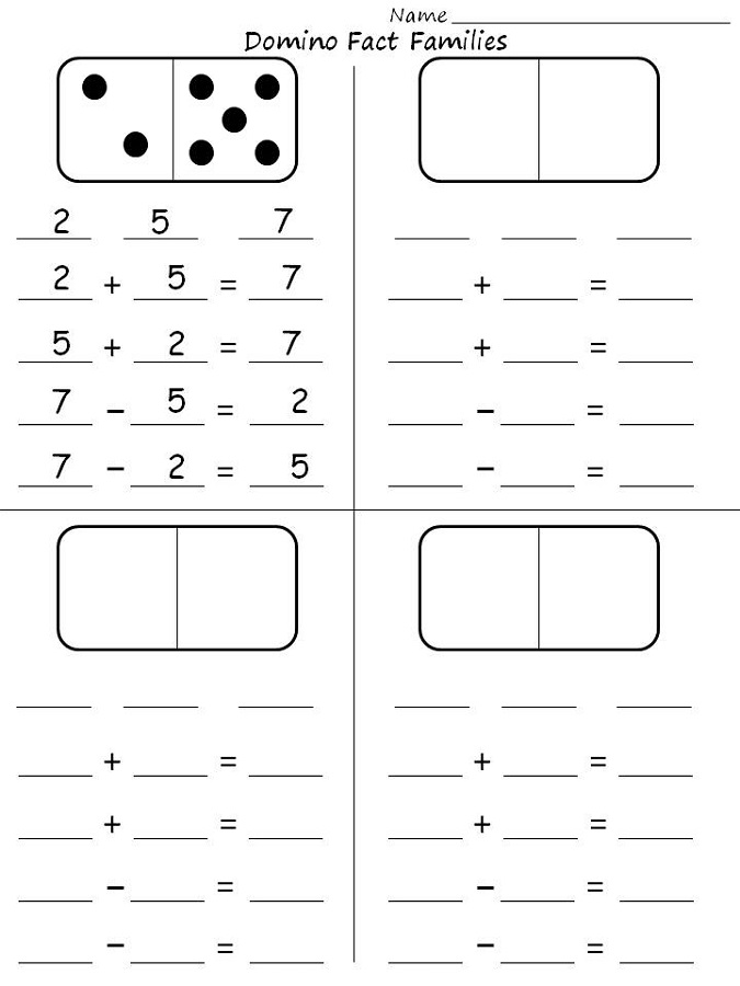 fact family worksheet for kids