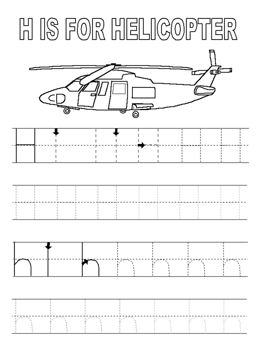 free traceable alphabet worksheets helicopter