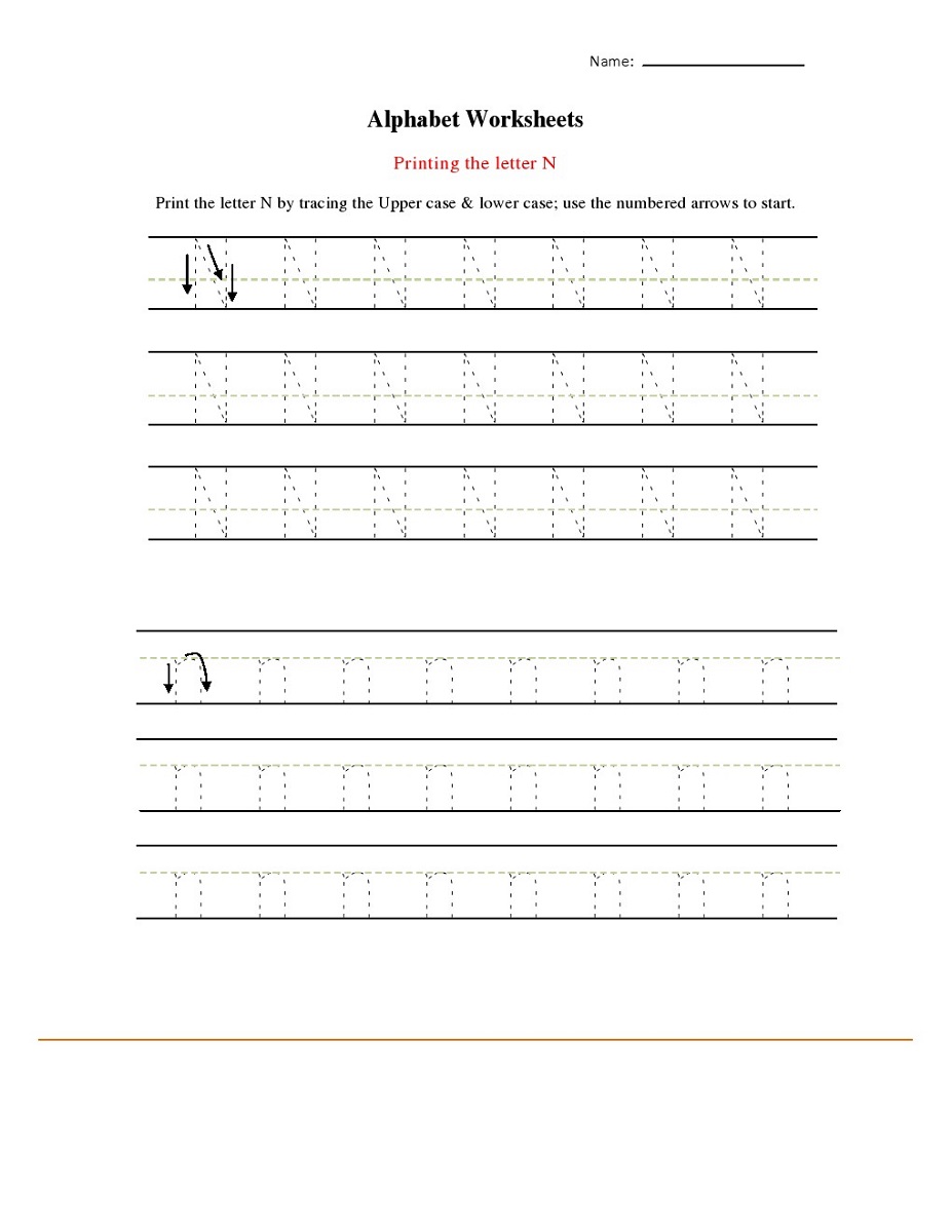 free traceable alphabet worksheets letter n