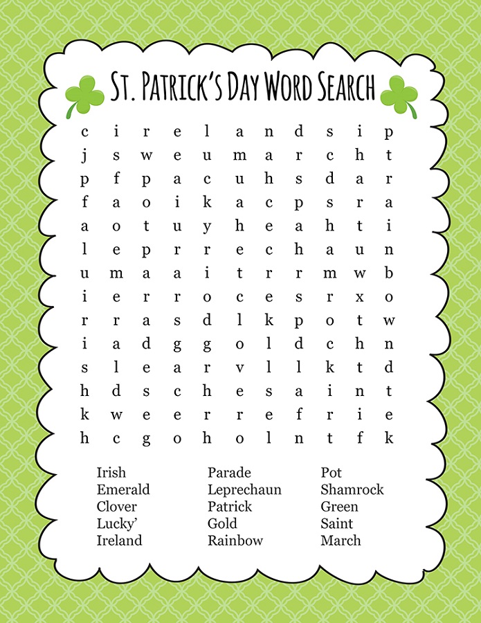 kid word searches st patrick