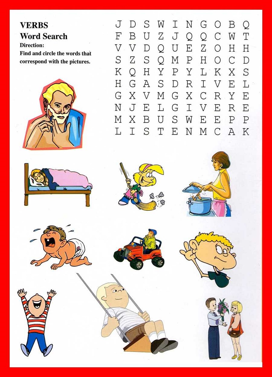 kids word search verb