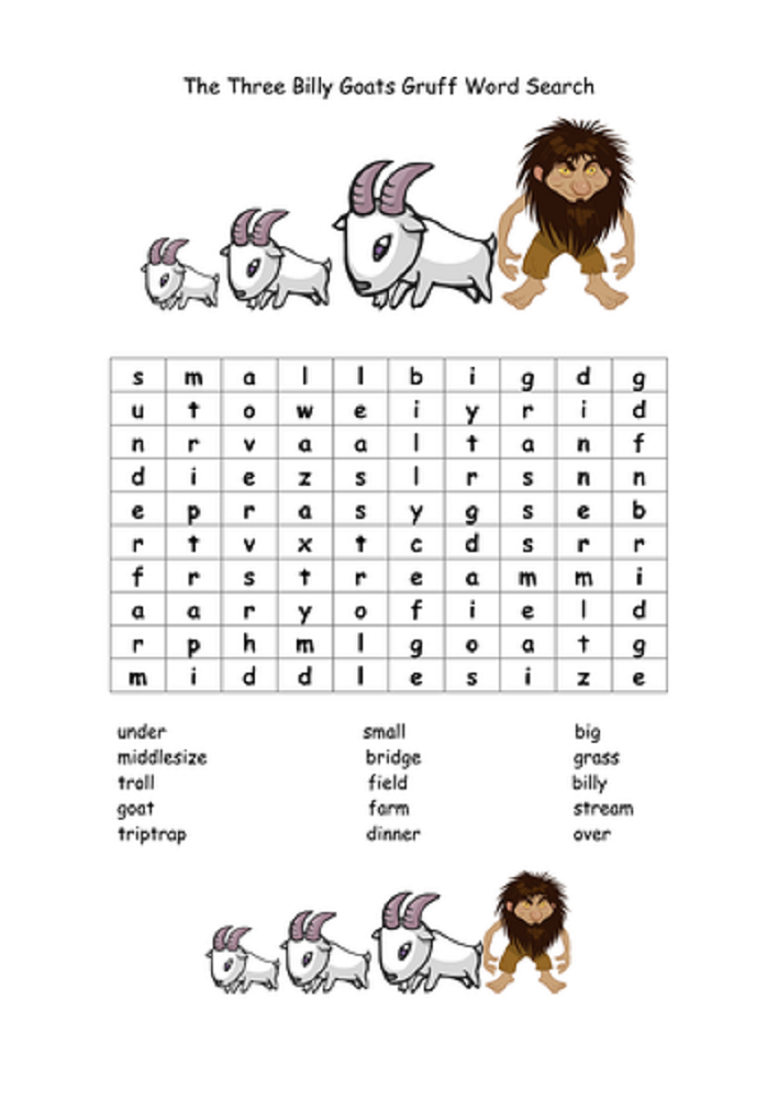 three billy goats gruff worksheets easy