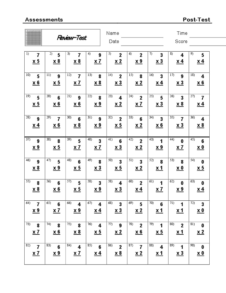 times tables practice sheets easy